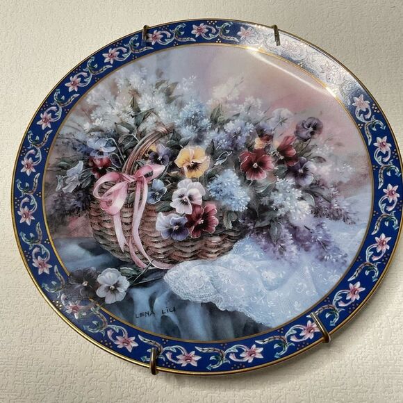 Lena Liu’s Basket Bouquets Collector Plate Pansies‎ Limited Edition 1993 - Picture 1 of 11
